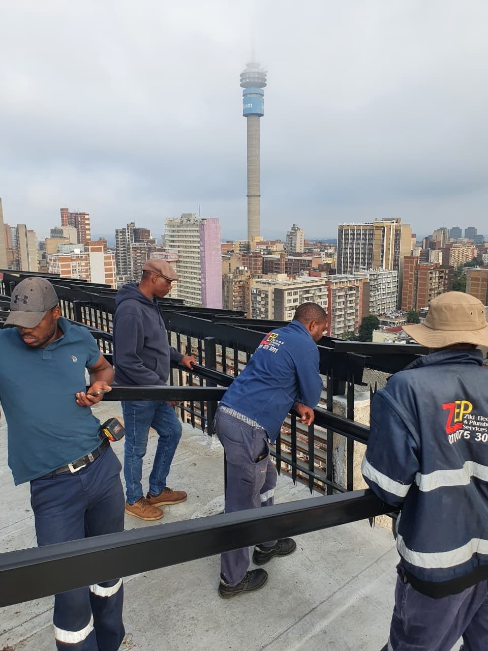 ZEPS team on a Johannesburg rooftop